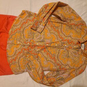 SIZE 6 J.CREW COLLECTION PAISLY PRINT BUTTON TOP